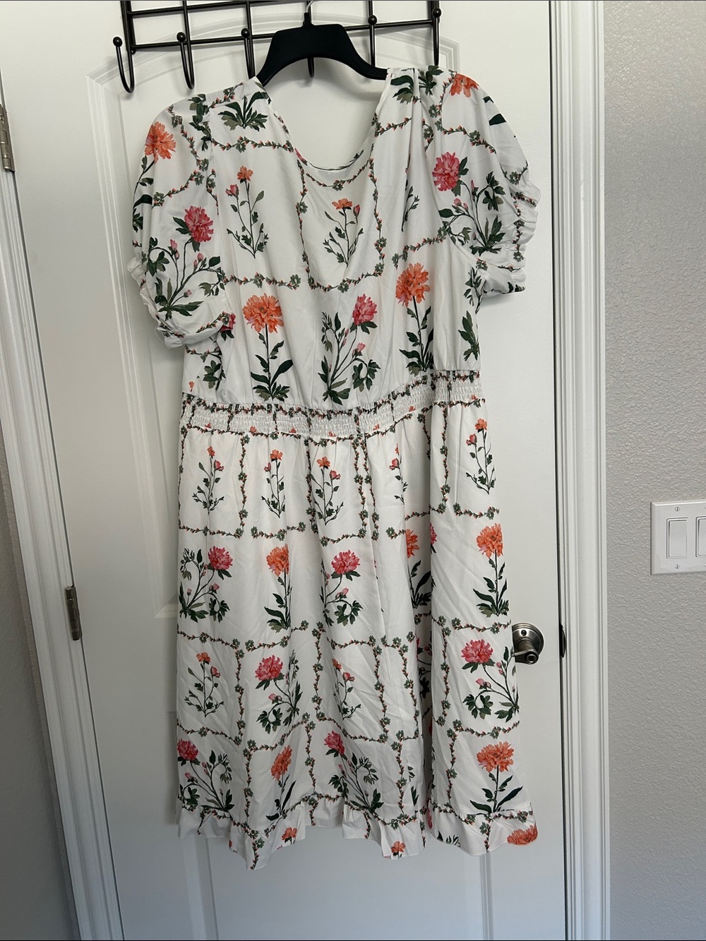 BloomChic White Midi Dress with Pink & Orange Floral Print - Picture 2 of 2